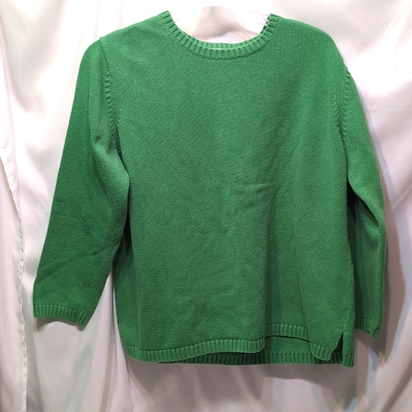 L.L Bean Ladies Green 100 Percent Cotton Crew Neck Sweater Size 3X - Picture 1 of 6
